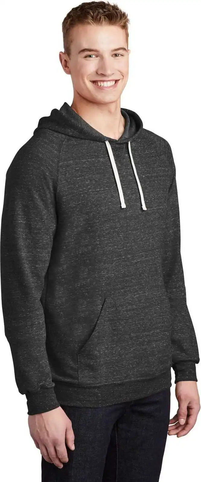 Jerzees 90m Snow Heather French Terry Raglan Hoodie - Black Ink