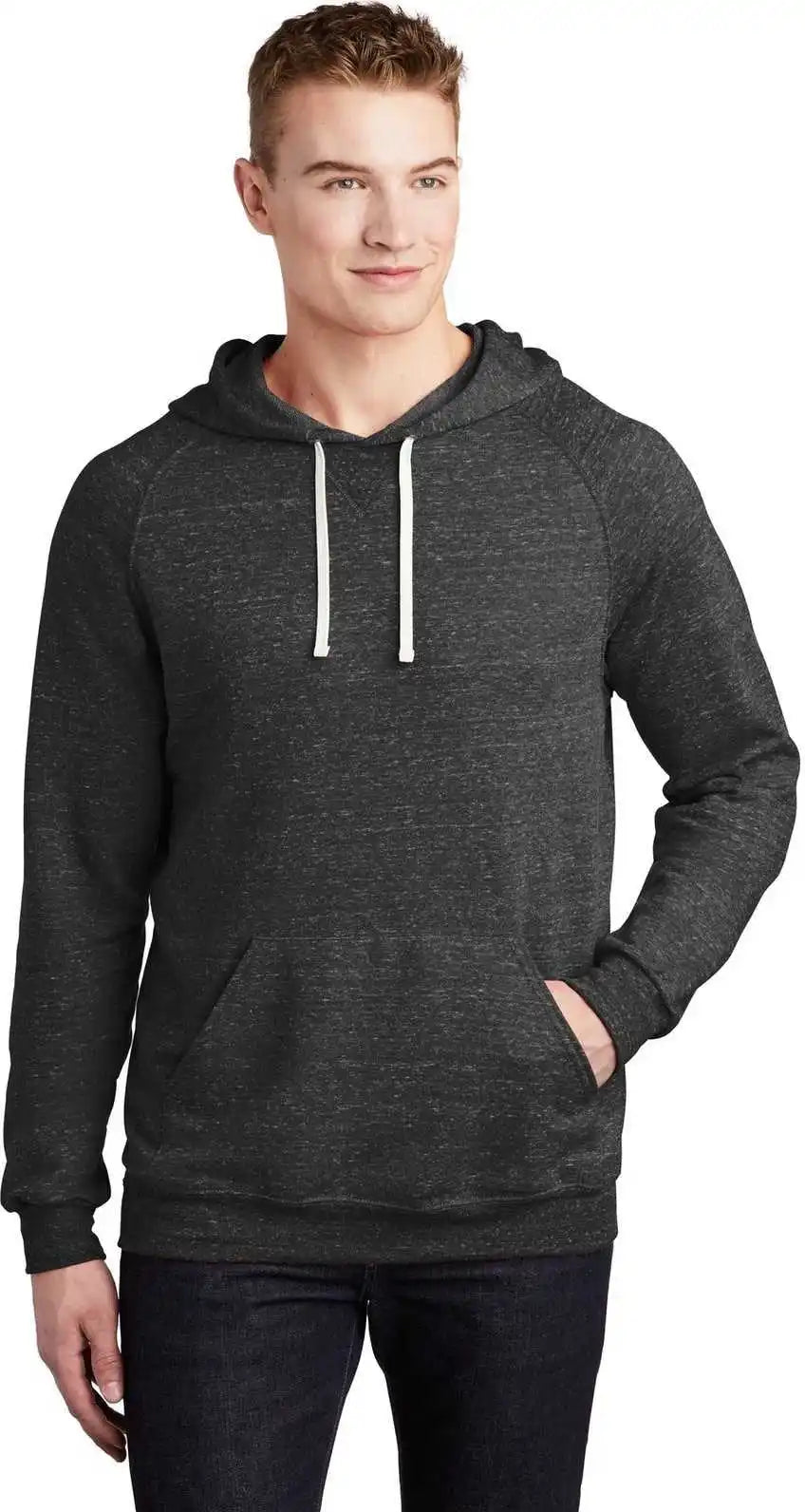 Jerzees 90m Snow Heather French Terry Raglan Hoodie - Black Ink