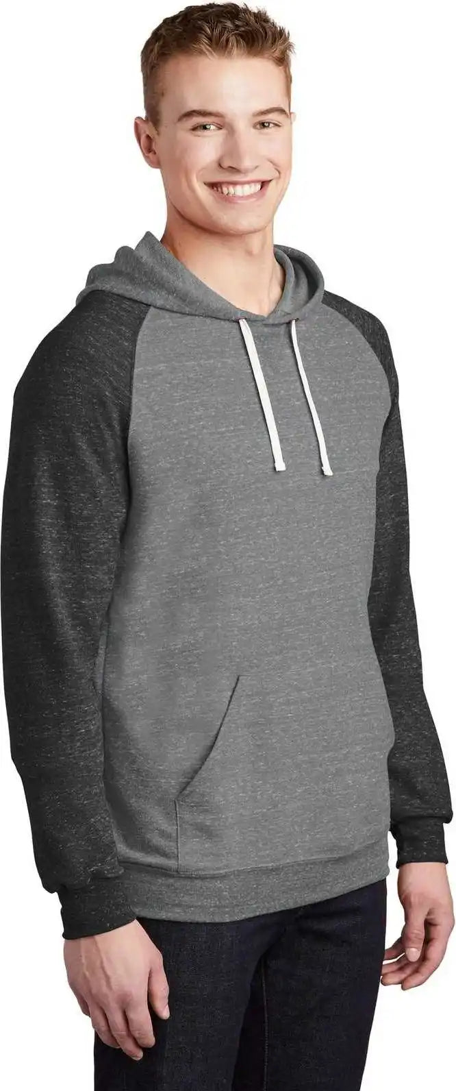Jerzees 90m Snow Heather French Terry Raglan Hoodie Charcoal Black