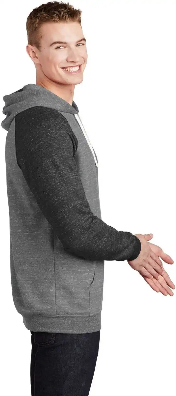 Jerzees 90m Snow Heather French Terry Raglan Hoodie Charcoal Black