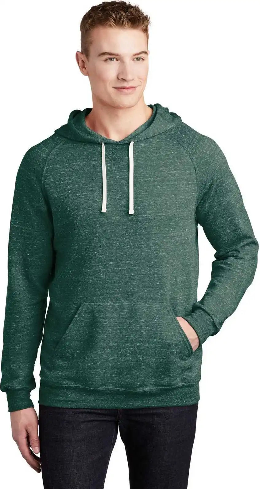 Jerzees 90m Snow Heather French Terry Raglan Hoodie - Forest Green