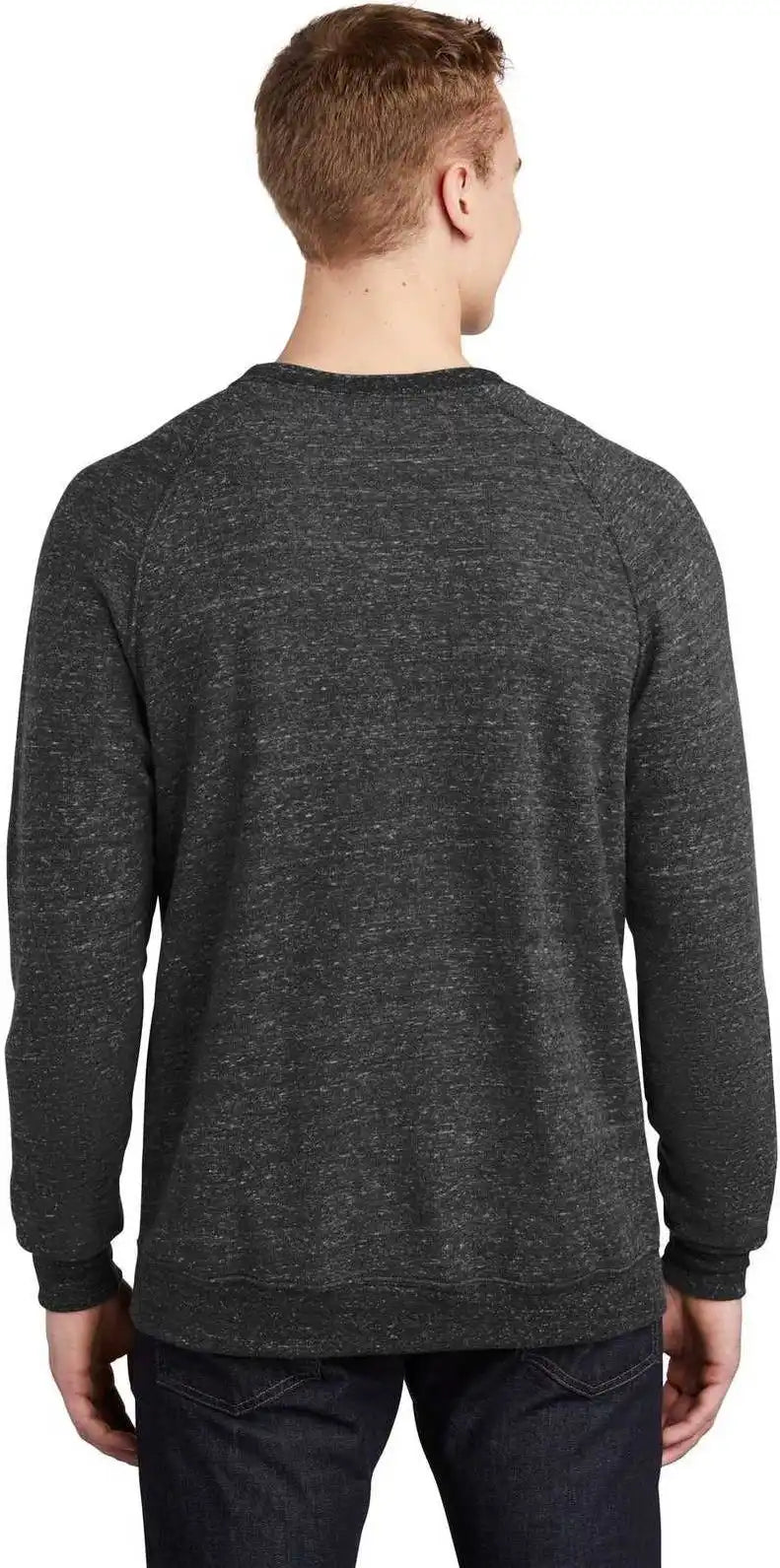Jerzees 91m Snow Heather French Terry Raglan Crew - Black Ink