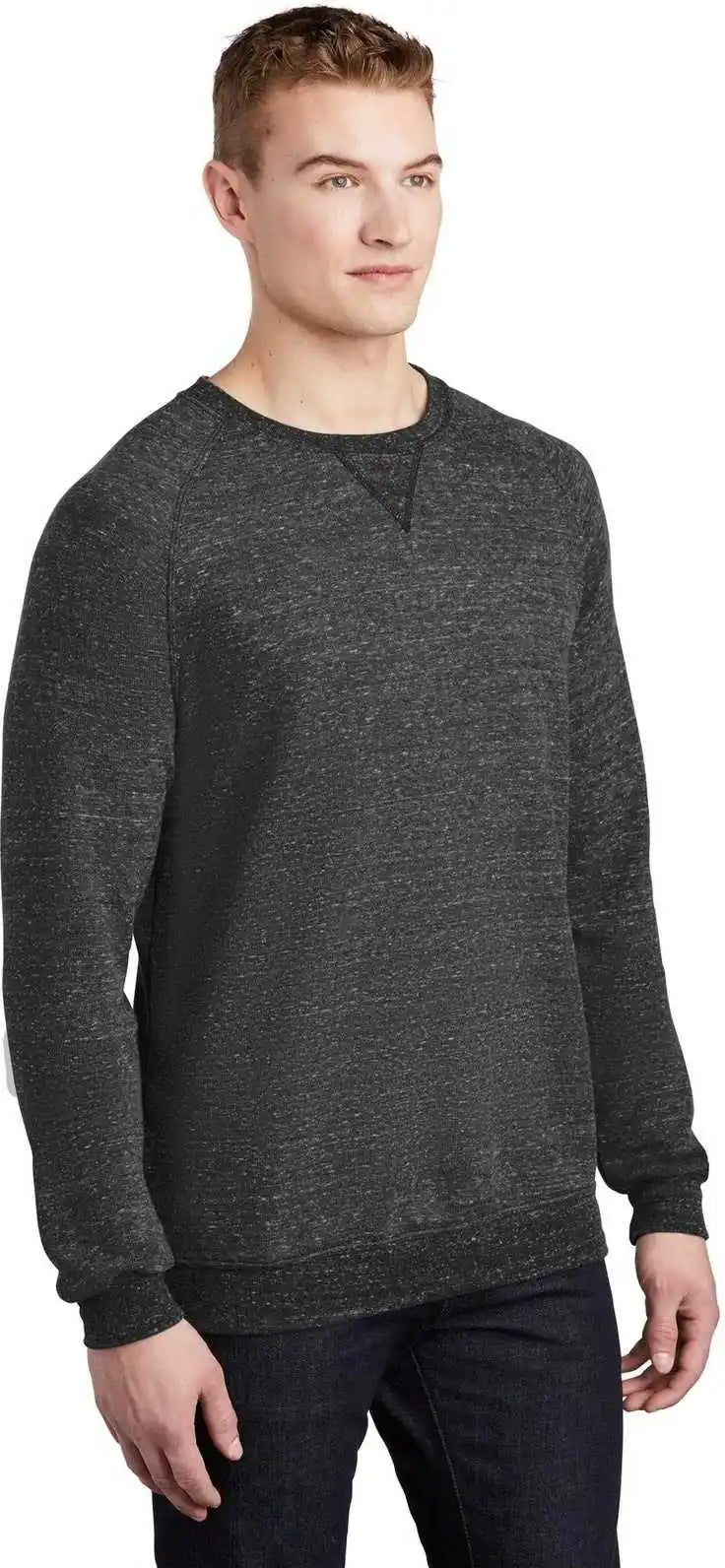 Jerzees 91m Snow Heather French Terry Raglan Crew - Black Ink