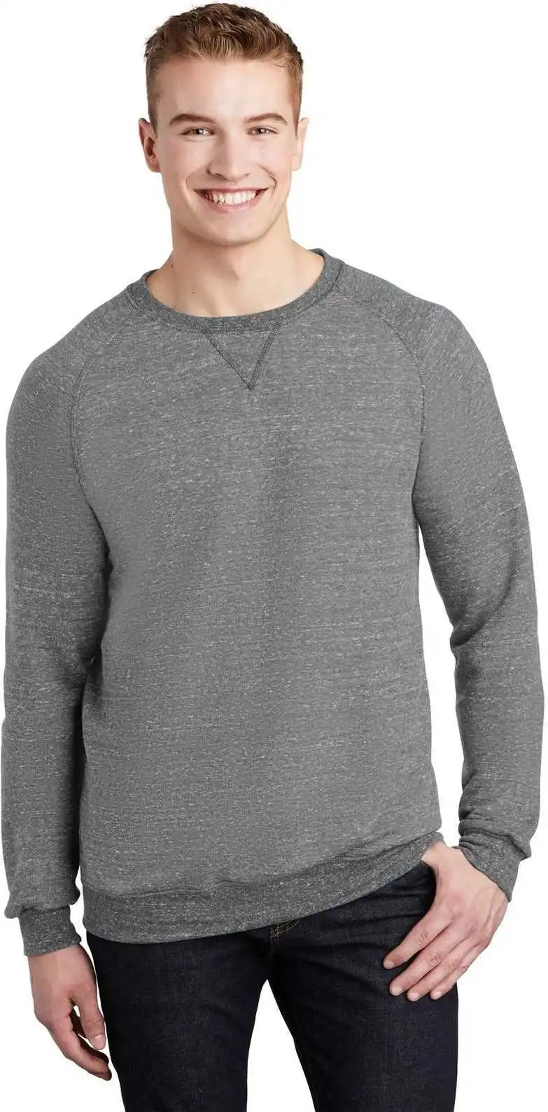 Jerzees 91m Snow Heather French Terry Raglan Crew - Charcoal