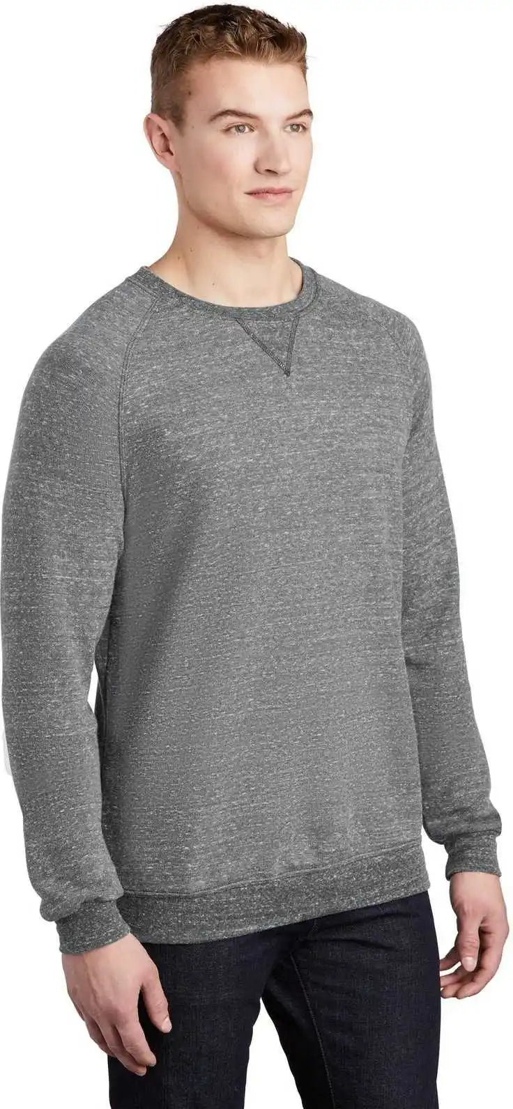 Jerzees 91m Snow Heather French Terry Raglan Crew - Charcoal