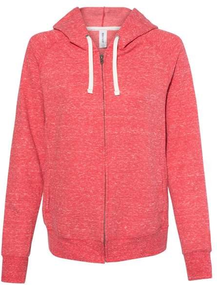 Jerzees 92wr Women’s Snow Heather French Terry Full-zip Hooded Sweatshirt - Red