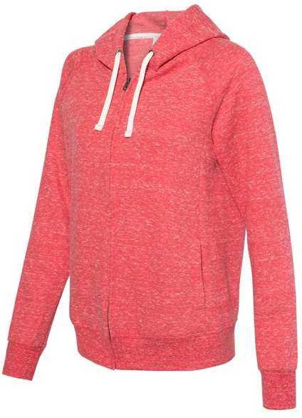 Jerzees 92wr Women’s Snow Heather French Terry Full-zip Hooded Sweatshirt - Red