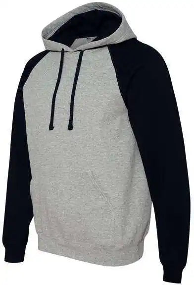 Jerzees 96cr Nublend Colorblocked Raglan Hooded Sweatshirt Oxford Black