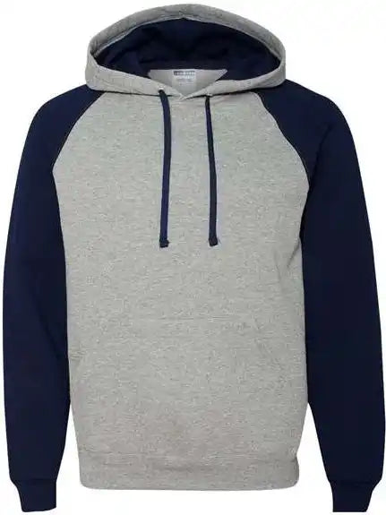Jerzees 96cr Nublend Colorblocked Raglan Hooded Sweatshirt Oxford J. Navy