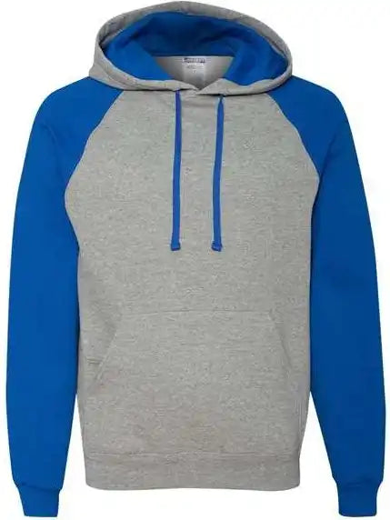 Jerzees 96cr Nublend Colorblocked Raglan Hooded Sweatshirt Oxford Royal