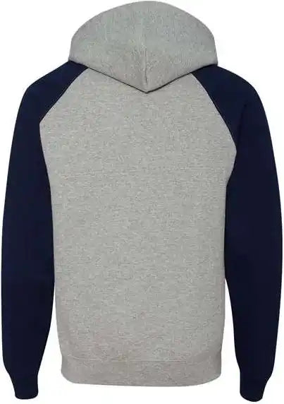Jerzees 96cr Nublend Colorblocked Raglan Hooded Sweatshirt Oxford J. Navy