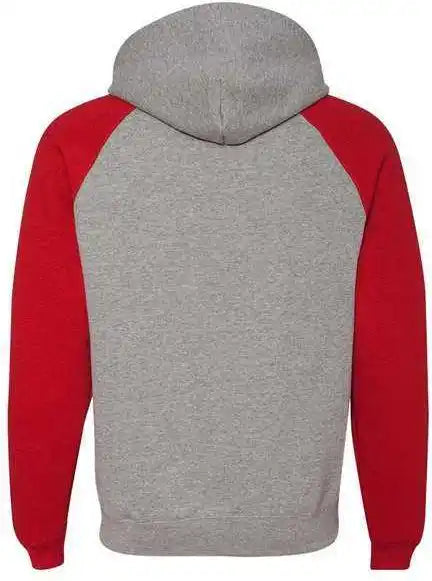 Jerzees 96cr Nublend Colorblocked Raglan Hooded Sweatshirt Oxford True Red