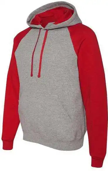 Jerzees 96cr Nublend Colorblocked Raglan Hooded Sweatshirt Oxford True Red