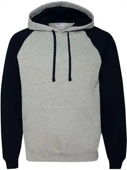 Jerzees 96cr Nublend Colorblocked Raglan Hooded Sweatshirt Oxford Black