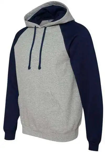 Jerzees 96cr Nublend Colorblocked Raglan Hooded Sweatshirt Oxford J. Navy