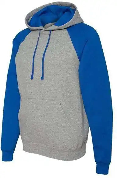 Jerzees 96cr Nublend Colorblocked Raglan Hooded Sweatshirt Oxford Royal