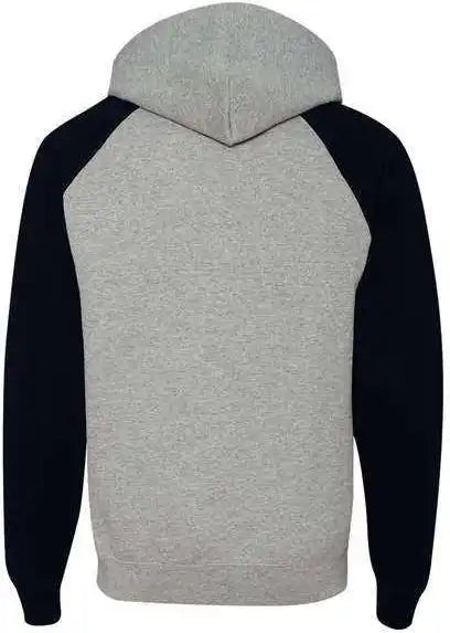 Jerzees 96cr Nublend Colorblocked Raglan Hooded Sweatshirt Oxford Black