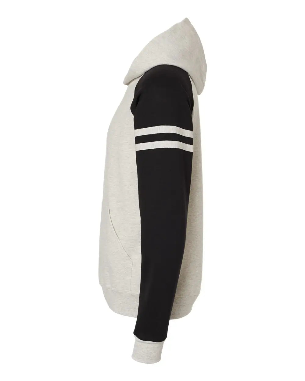 Jerzees 97cr Nublend® Varsity Colorblocked Raglan Hooded Sweatshirt - Oatmeal Heather Black Ink