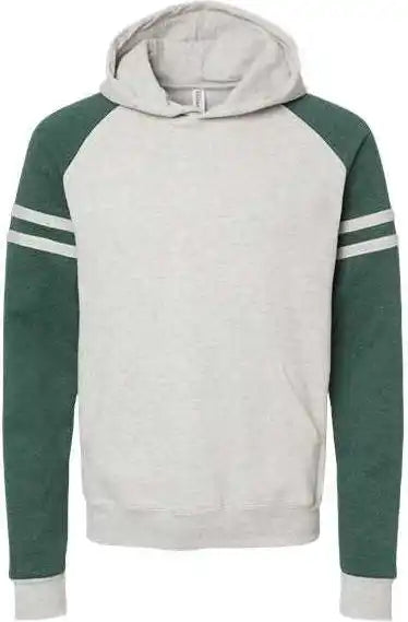 Jerzees 97cr Nublend Varsity Colorblocked Raglan Hooded Sweatshirt Oatmeal Heather Forest Green