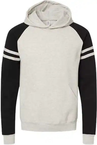 Jerzees 97cr Nublend Varsity Colorblocked Raglan Hooded Sweatshirt Oatmeal Heather Black Ink