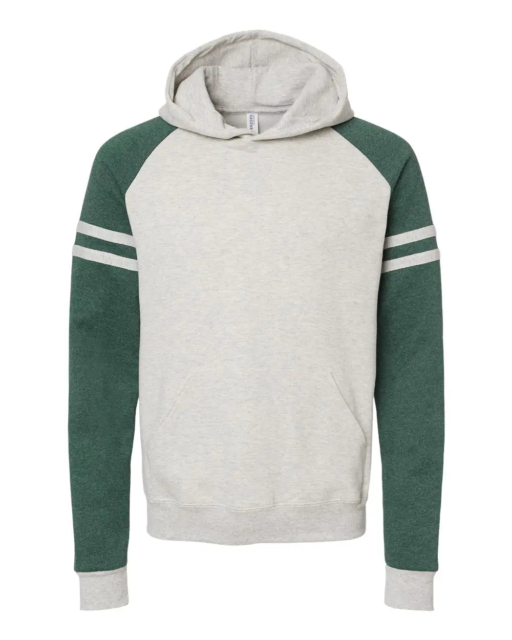 Jerzees 97cr Nublend Varsity Colorblocked Raglan Hooded Sweatshirt - Oatmeal Heather Forest Green