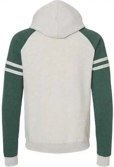 Jerzees 97cr Nublend Varsity Colorblocked Raglan Hooded Sweatshirt Oatmeal Heather Forest Green