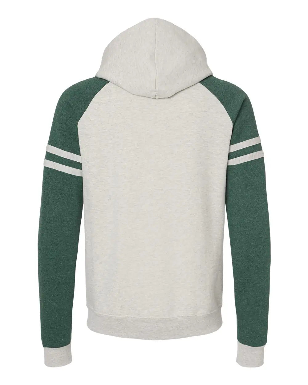 Jerzees 97cr Nublend Varsity Colorblocked Raglan Hooded Sweatshirt - Oatmeal Heather Forest Green
