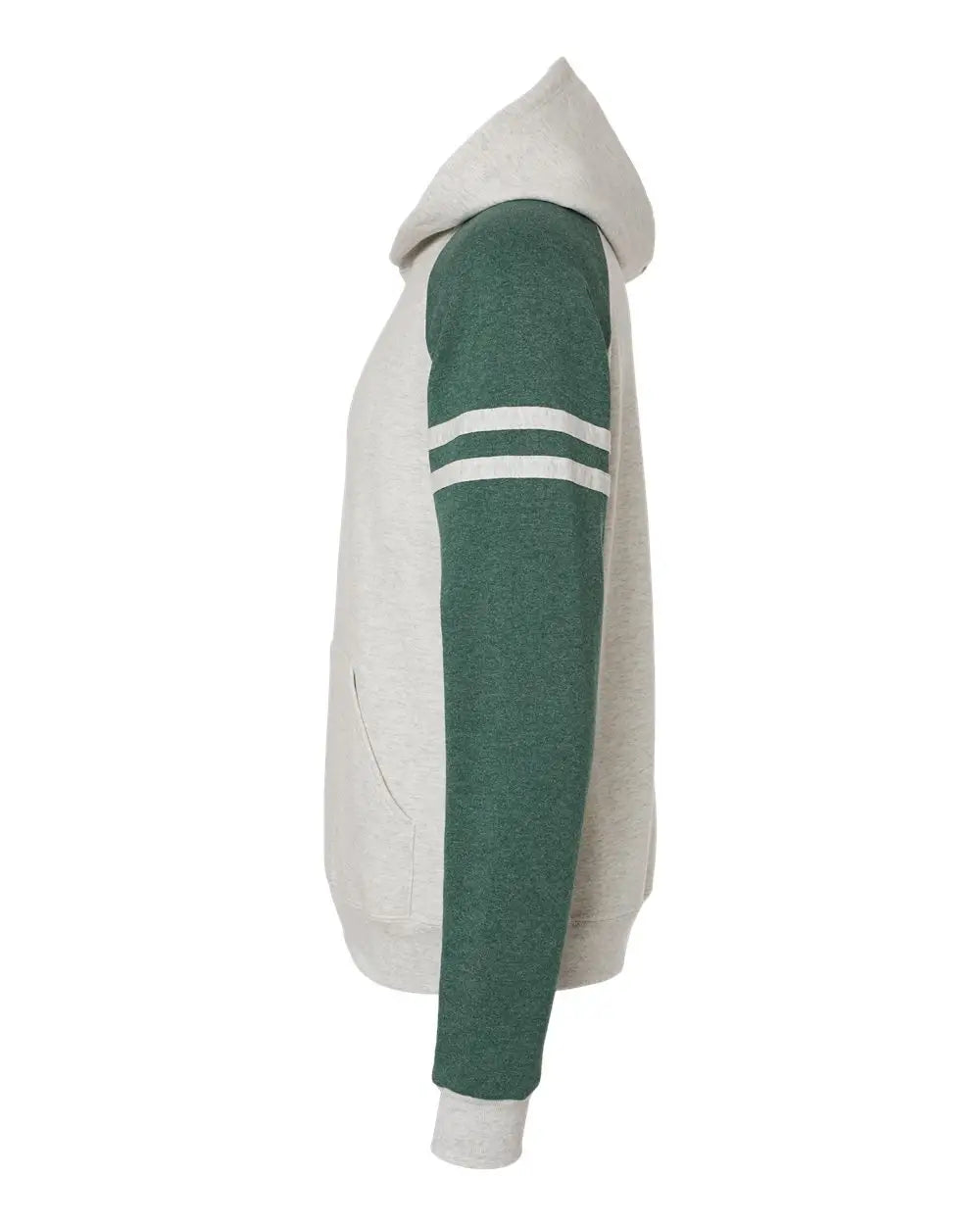 Jerzees 97cr Nublend Varsity Colorblocked Raglan Hooded Sweatshirt - Oatmeal Heather Forest Green