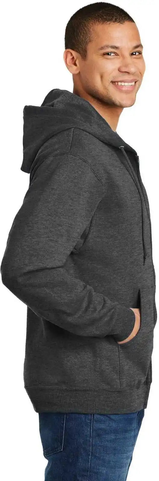 Jerzees 993m Nublend Full Zip Hooded Sweatshirt Black Heather