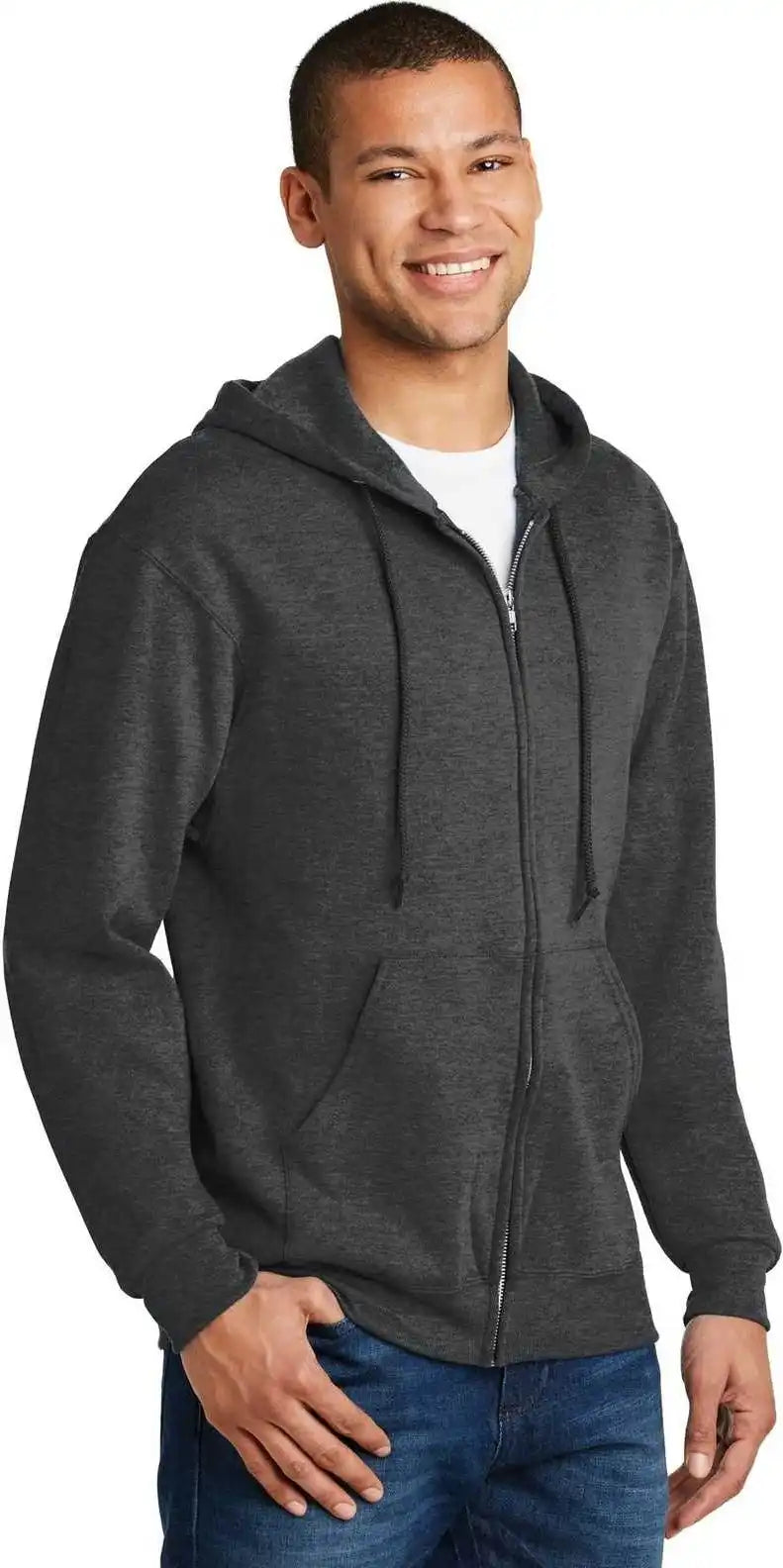 Jerzees 993m Nublend Full Zip Hooded Sweatshirt Black Heather