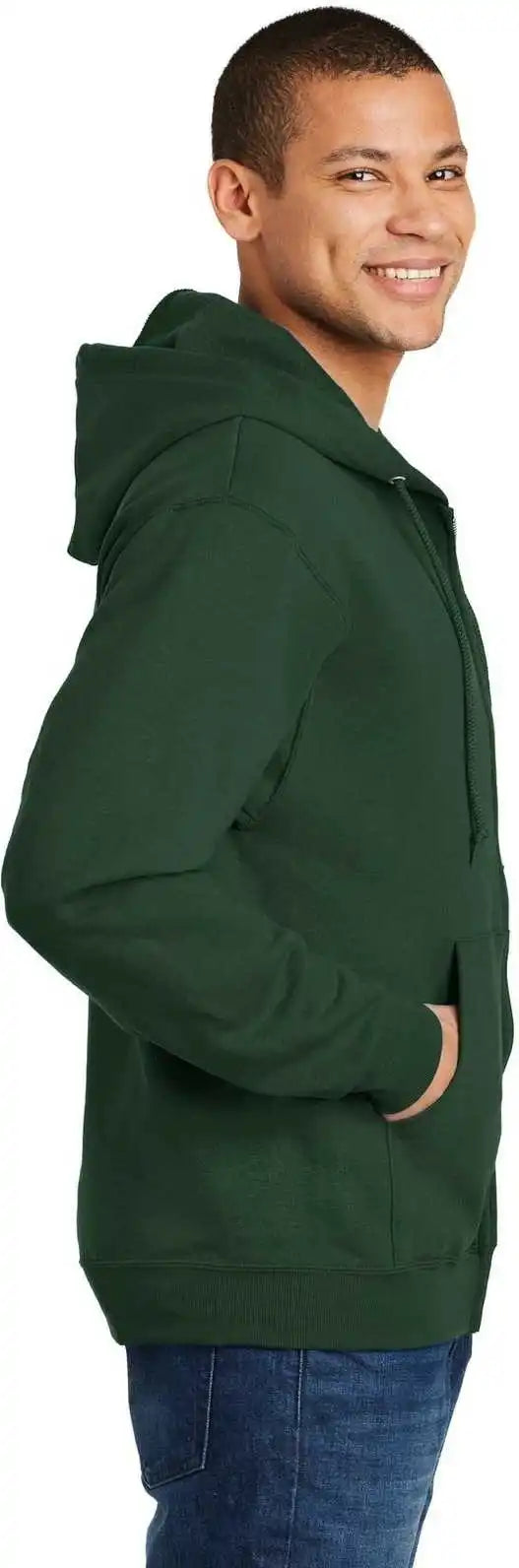 Jerzees 993m Nublend Full Zip Hooded Sweatshirt Forest Green