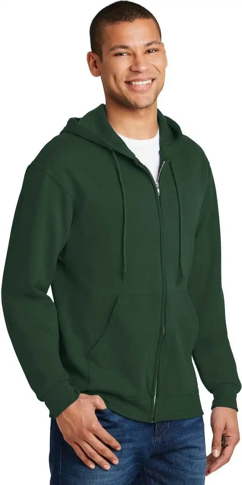 Jerzees 993m Nublend Full Zip Hooded Sweatshirt Forest Green