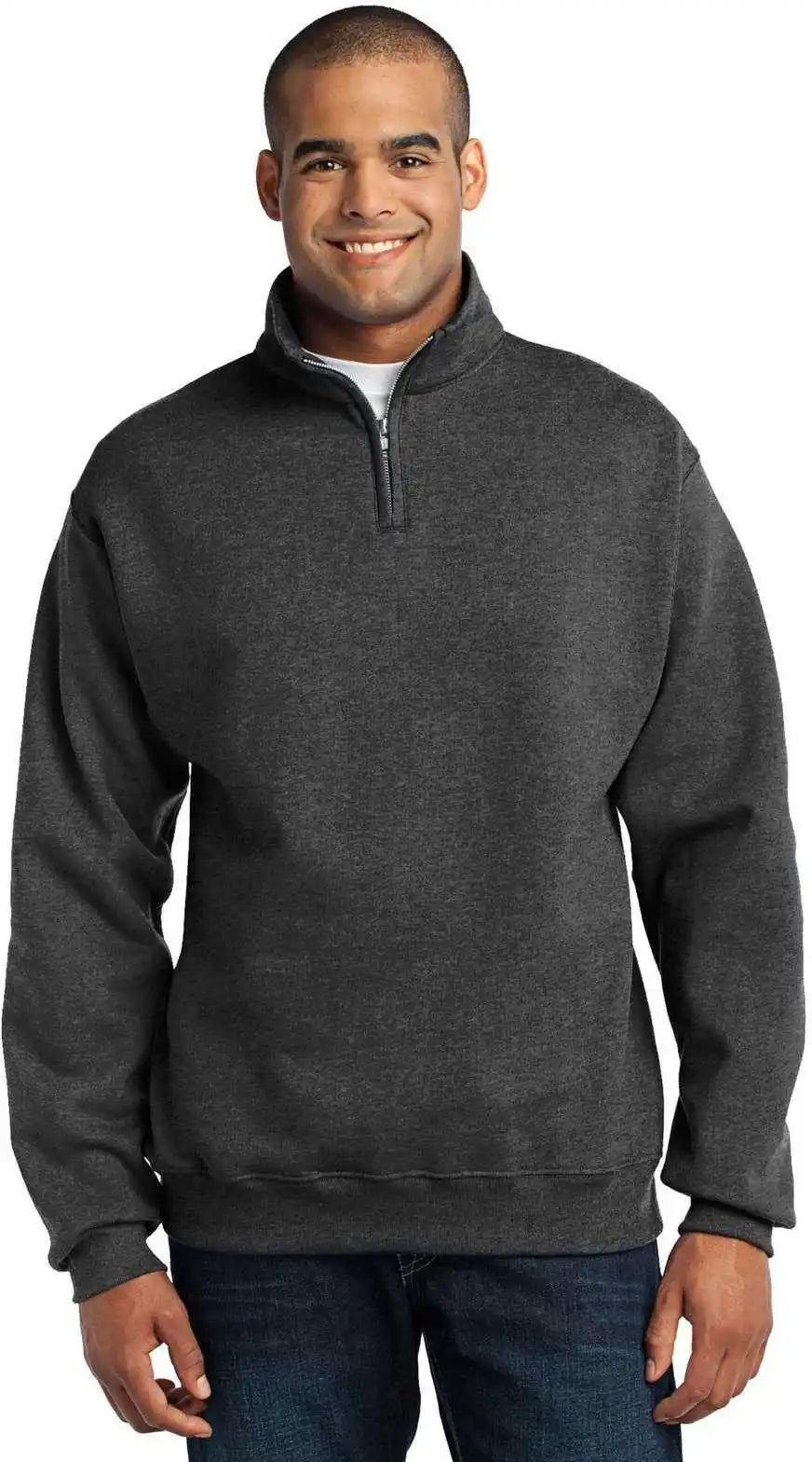 Jerzees 995m Nublend 1/4 Zip Cadet Collar Sweatshirt Black Heather