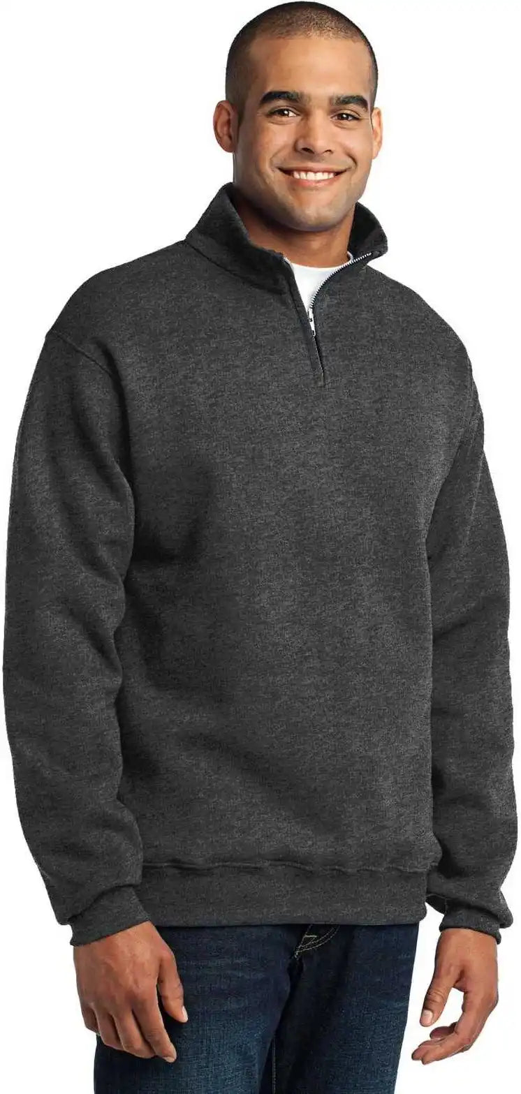 Jerzees 995m Nublend 1/4-zip Cadet Collar Sweatshirt - Black Heather