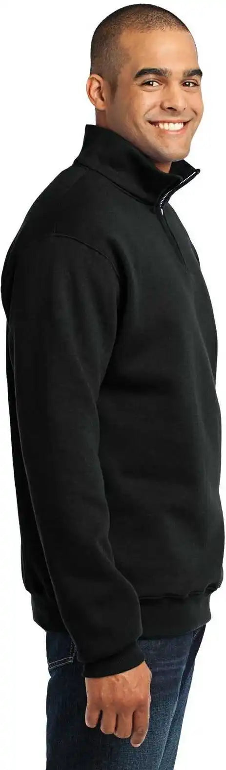 Jerzees 995m Nublend 1/4 Zip Cadet Collar Sweatshirt Black