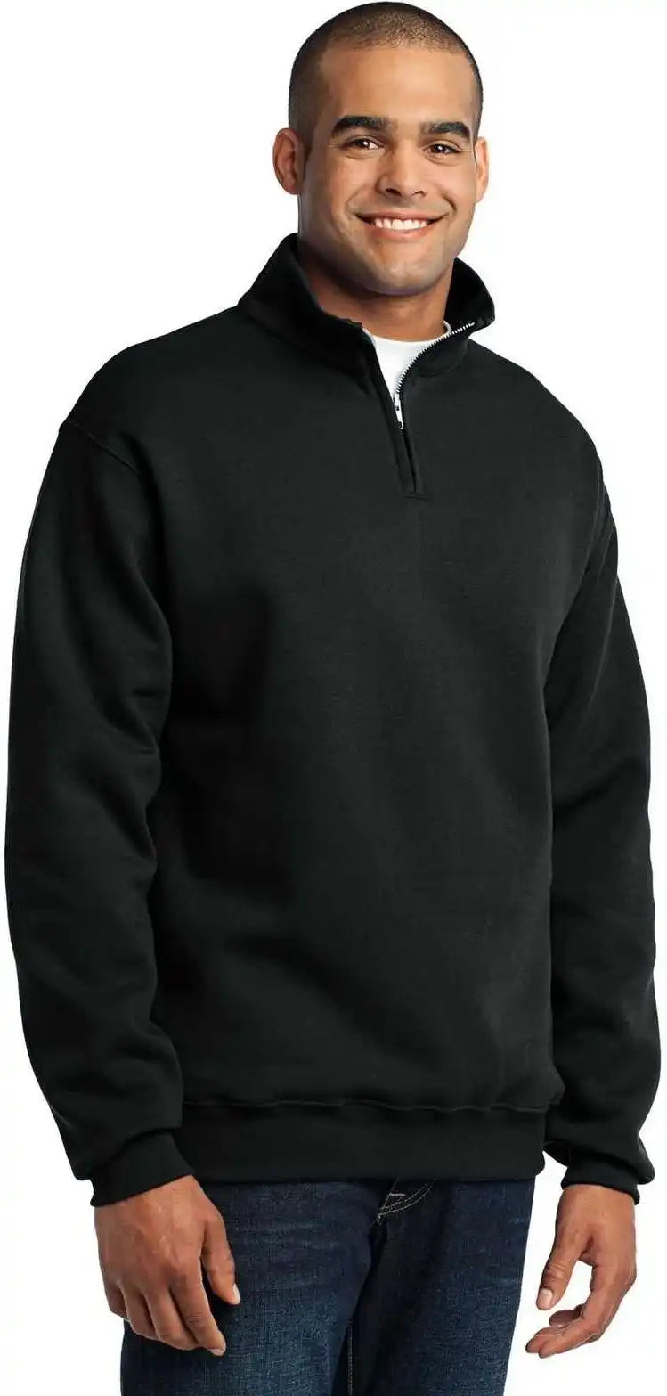 Jerzees 995m Nublend 1/4 Zip Cadet Collar Sweatshirt Black