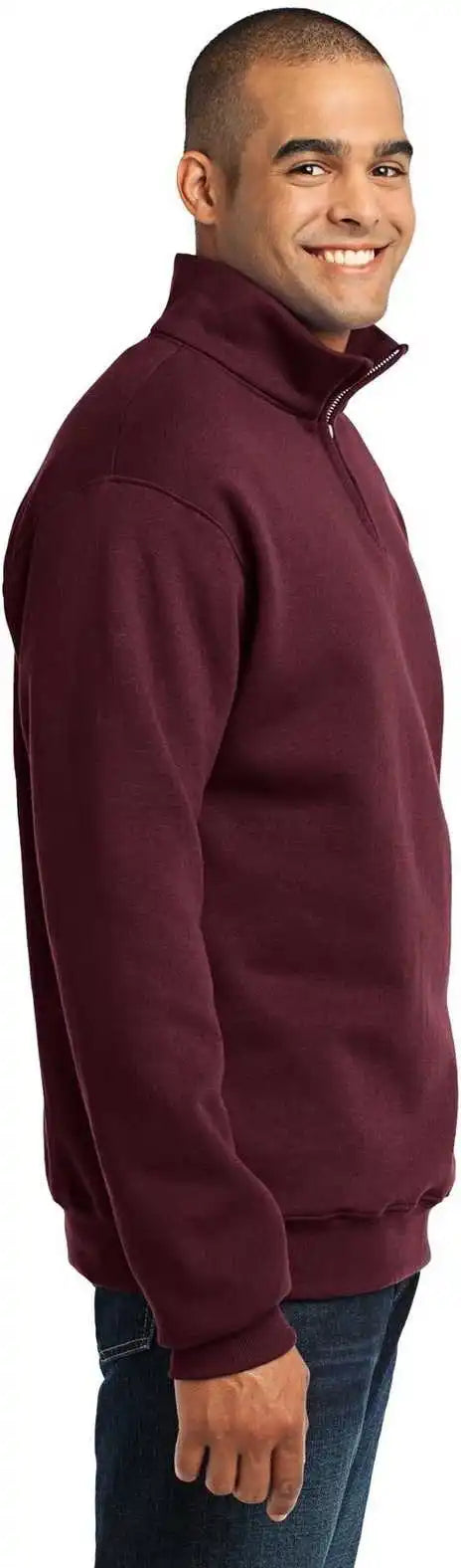 Jerzees 995m Nublend 1/4 Zip Cadet Collar Sweatshirt Maroon