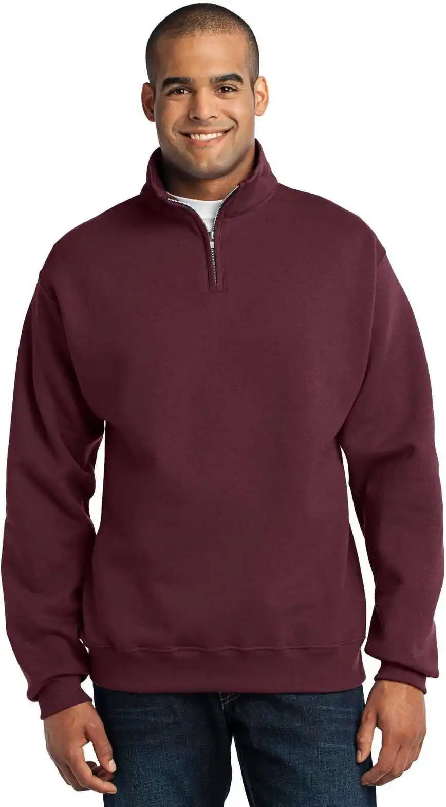 Jerzees 995m Nublend 1/4 Zip Cadet Collar Sweatshirt Maroon