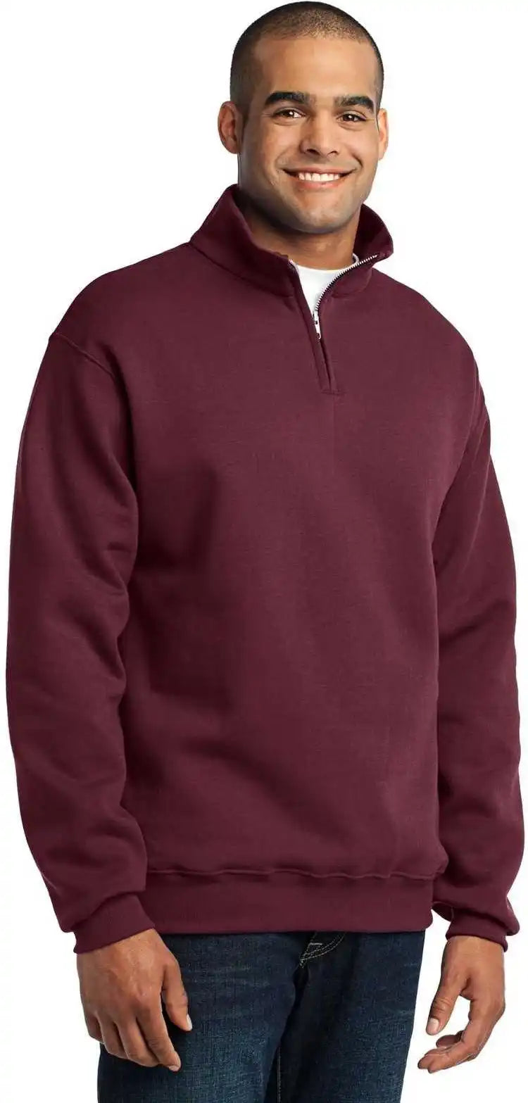 Jerzees 995m Nublend 1/4 Zip Cadet Collar Sweatshirt Maroon