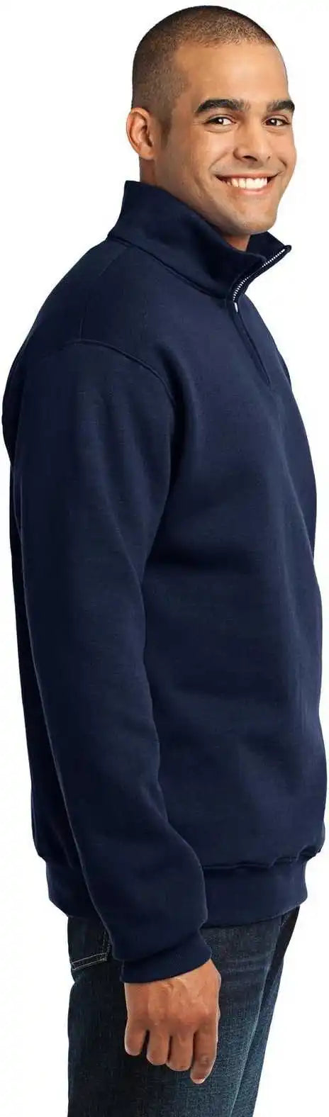Jerzees 995m Nublend 1/4 Zip Cadet Collar Sweatshirt Navy