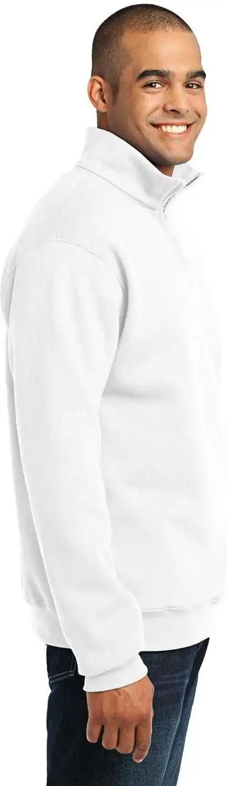 Jerzees 995m Nublend 1/4 Zip Cadet Collar Sweatshirt White