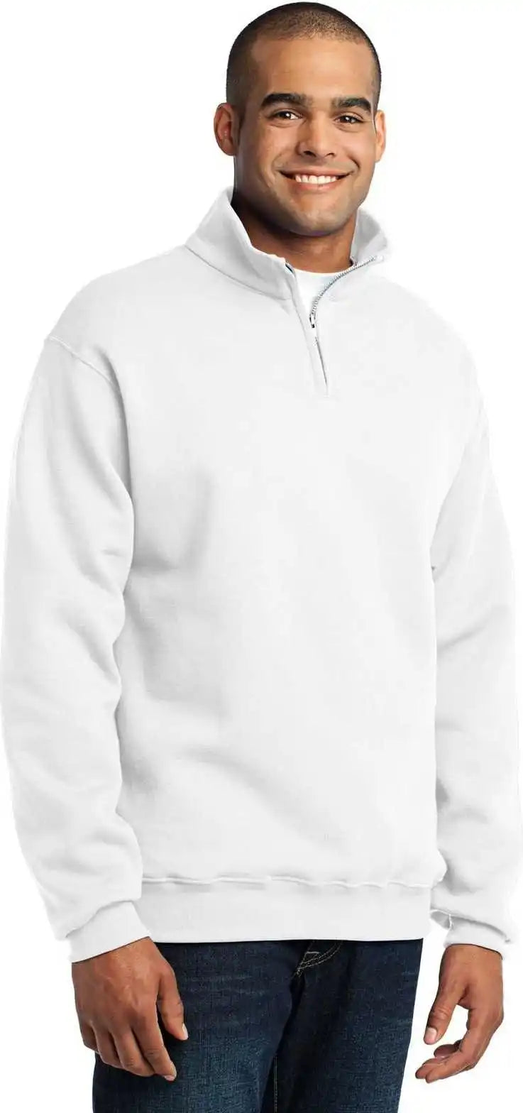 Jerzees 995m Nublend 1/4 Zip Cadet Collar Sweatshirt White