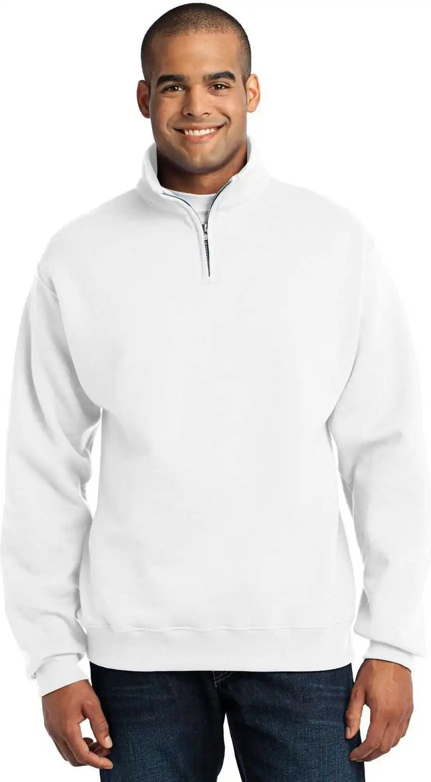 Jerzees 995m Nublend 1/4 Zip Cadet Collar Sweatshirt White
