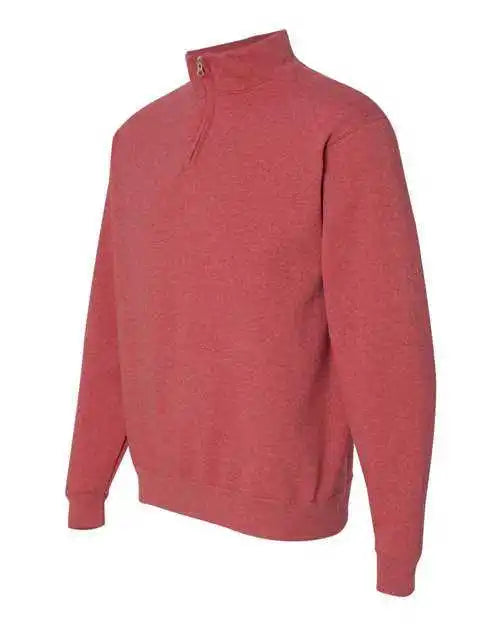 Jerzees 995mr Nublend Cadet Collar Quarter-zip Sweatshirt - Vintage Heather Red