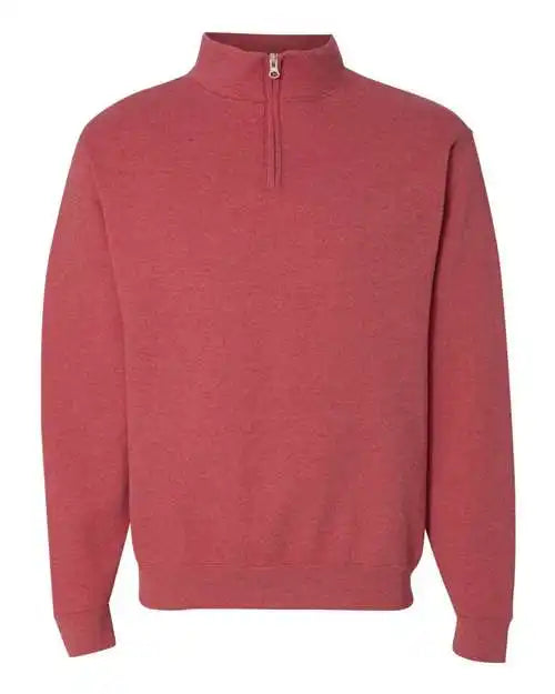 Jerzees 995mr Nublend Cadet Collar Quarter-zip Sweatshirt - Vintage Heather Red