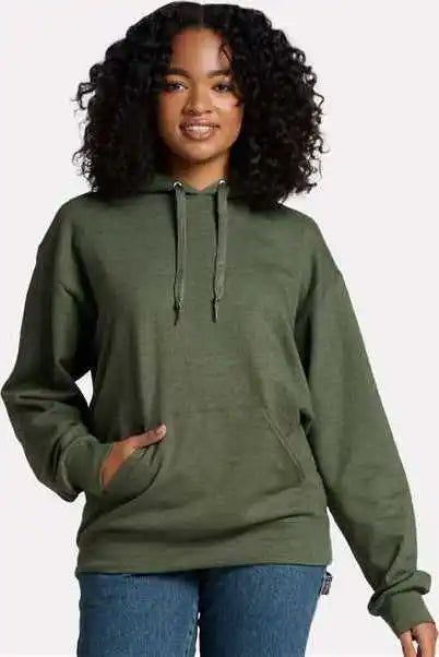 Jerzees Ic49mr Ultimate Cvc Hooded Sweatshirt Military Green Heather