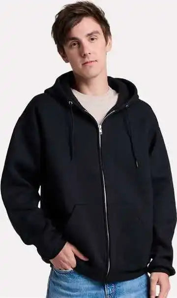 Jerzees Z12mr Rugged Full-zip Hooded Sweatshirt - Black Ink