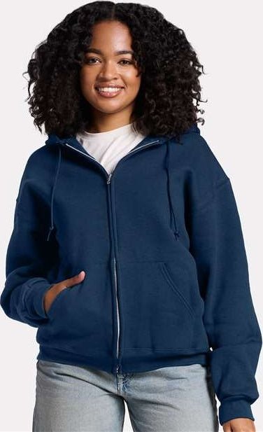 Jerzees Z12mr Rugged Full-zip Hooded Sweatshirt - Washed Navy