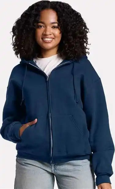 Jerzees Z12mr Rugged Full-zip Hooded Sweatshirt - Washed Navy