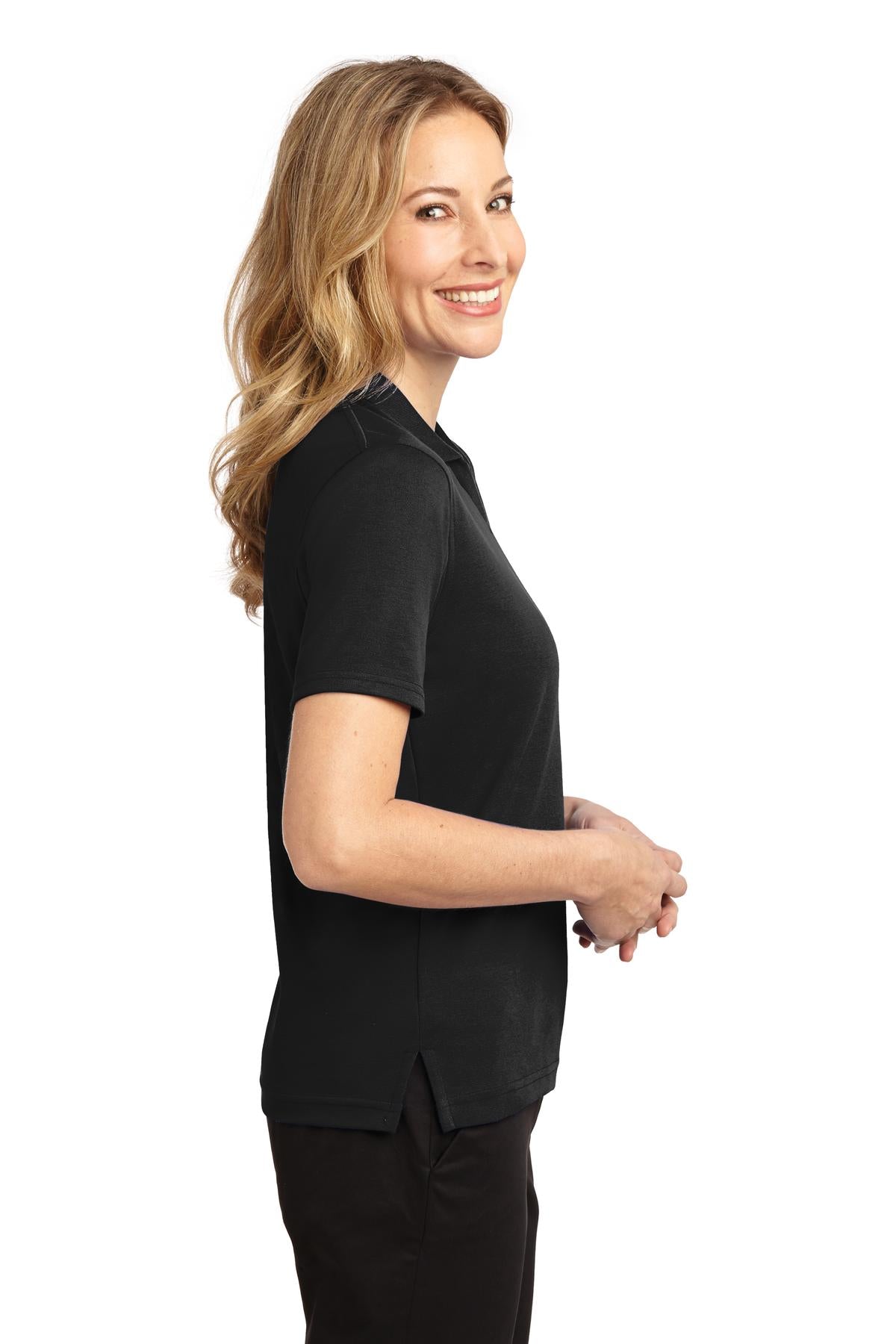 Jet Black Port Authority Women's Rapid Dry Polo. L455